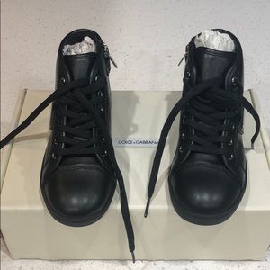 Kids Dolce & Gabana leather zip sneaker high top